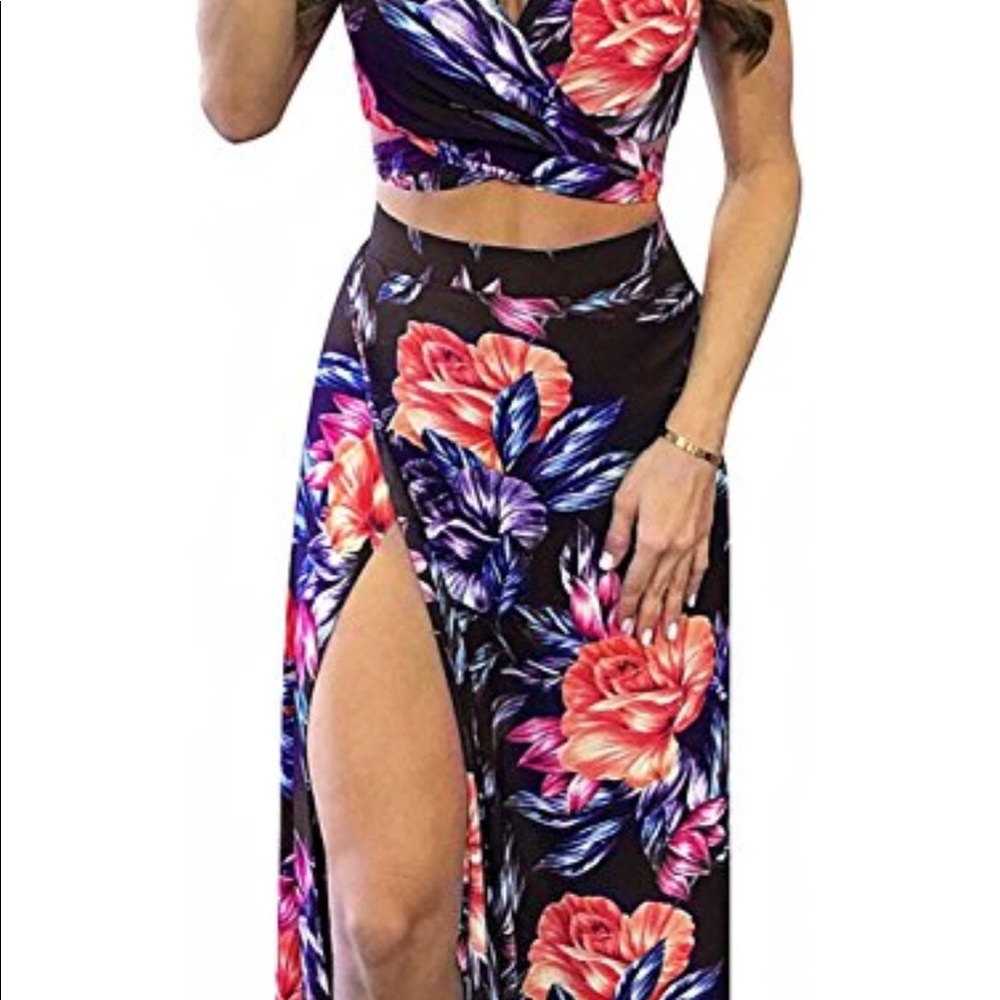 2 piece skirt and crop top